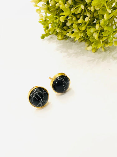 Black Round Earrings